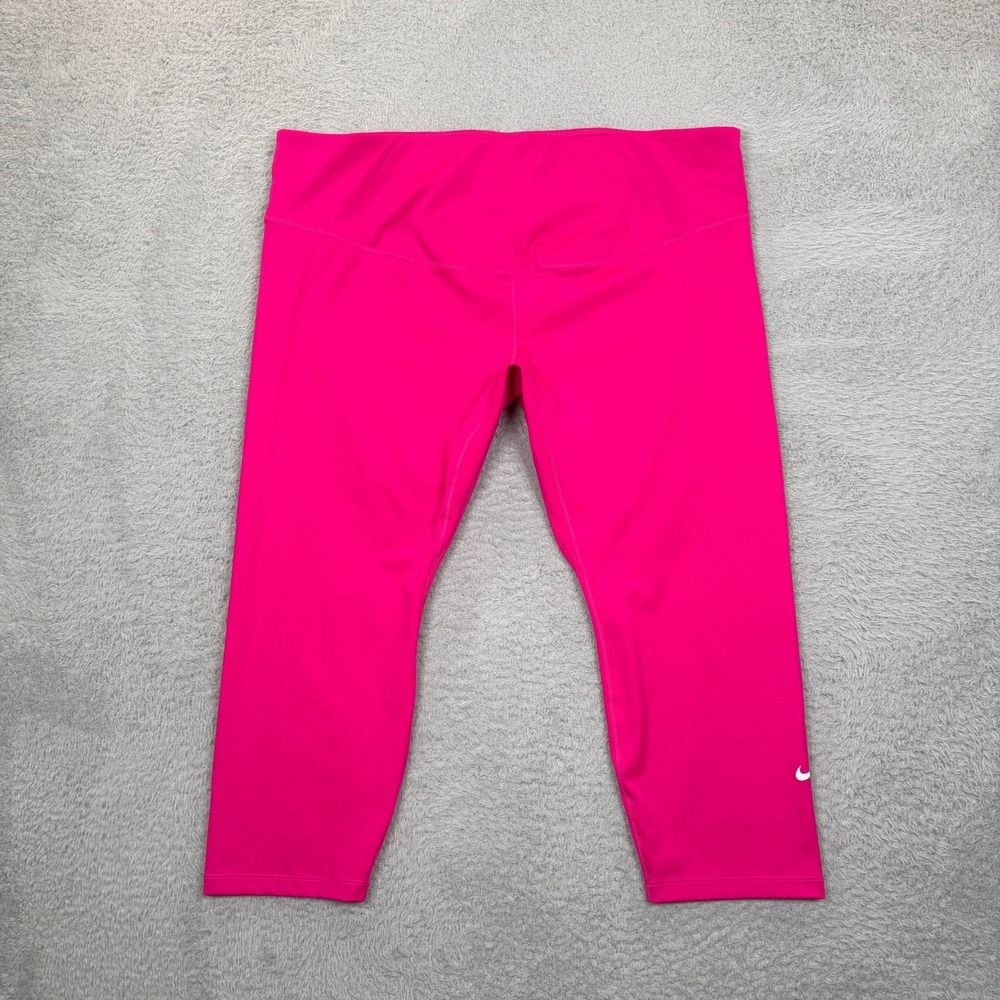 Nike Dri-FIT Women Pink Cropped Leggings Plus Size 2X Activewear Running Workout